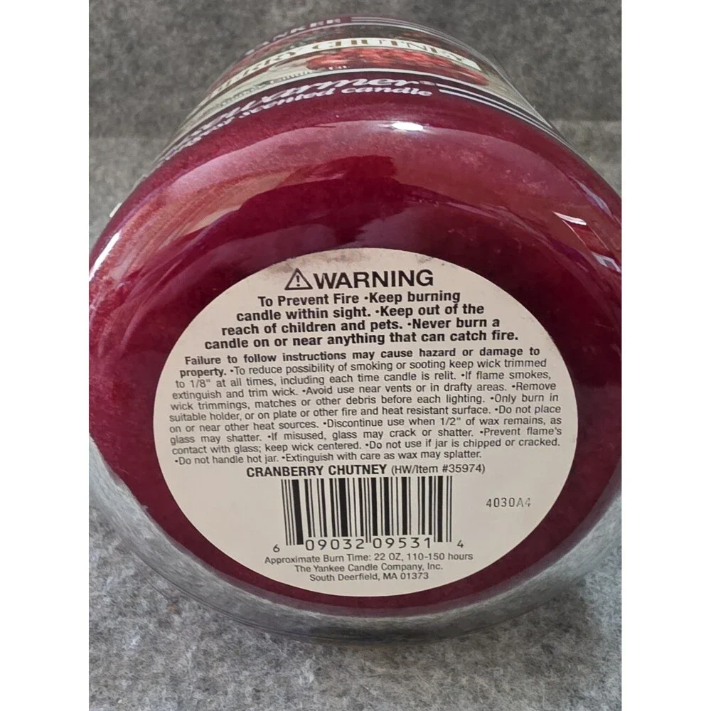 Yankee Candle Cranberry Chutney Black Band 22oz Jar With Lid Brand NEW.